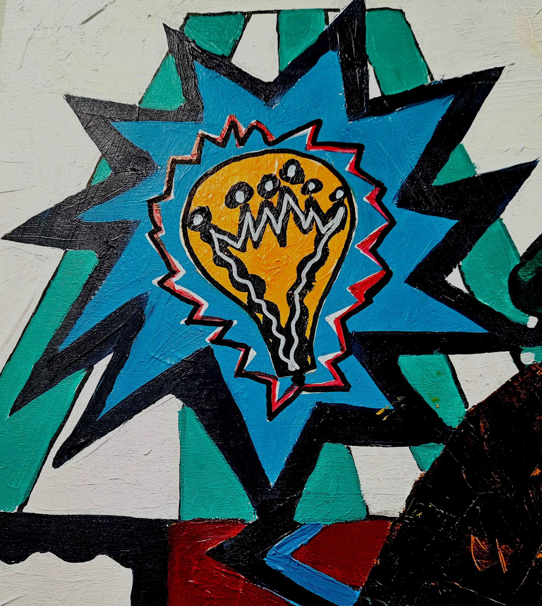 R. Poch 11 Retrato Familiar original Acryl im Angebot 2