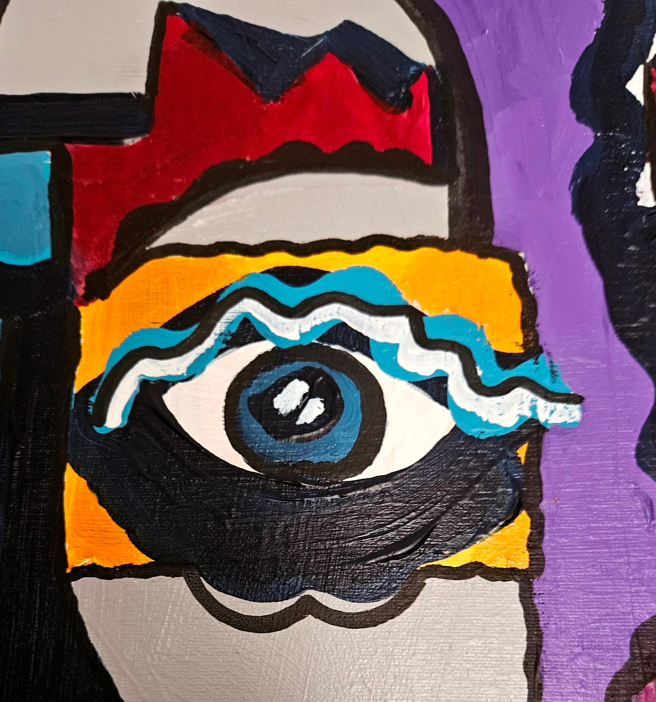 R. Poch 11 Retrato Familiar original Acryl im Angebot 3