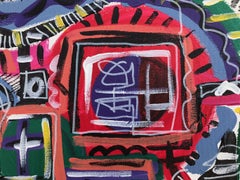 R. Poch 12 Grande labirinto industriale pittura acrilica originale