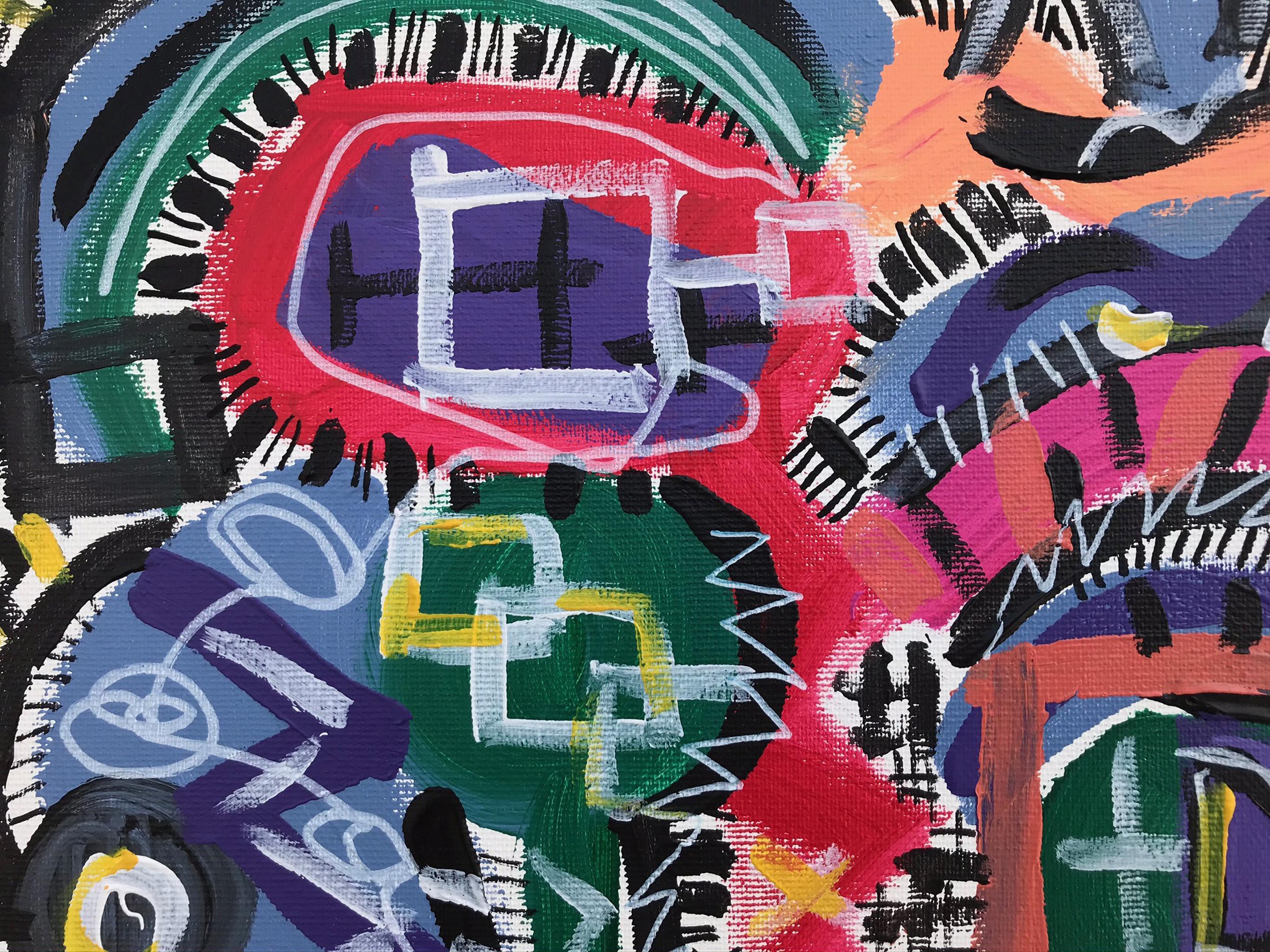 R. Poch 12 Großes Industrielabyrinth Original-Acrylgemälde (Schwarz), Abstract Painting, von Ramon Poch