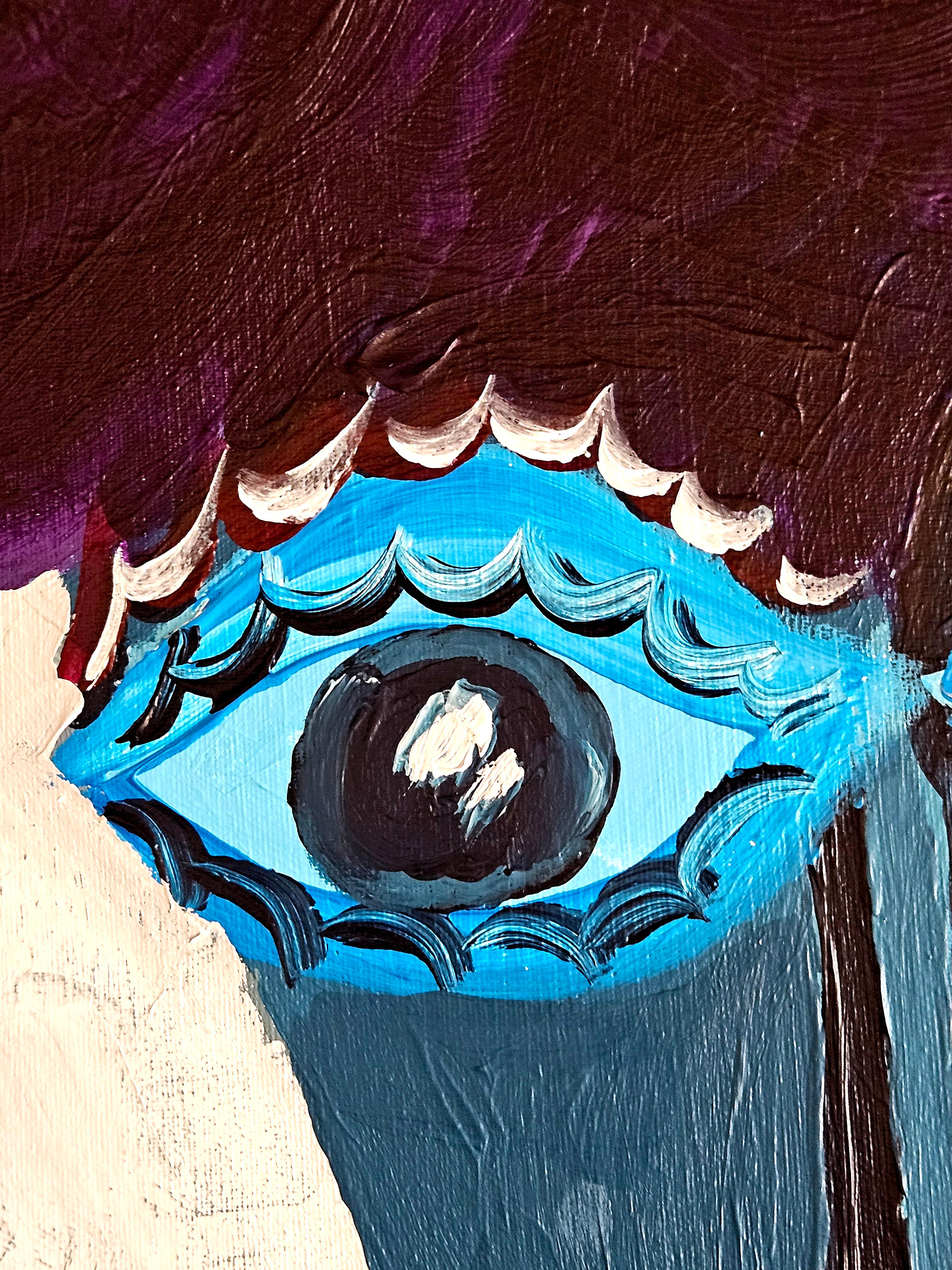 R. Poch 15 Mariana con Felix 140 x 60 cm Original-Acrylgemälde (Schwarz), Abstract Painting, von Ramon Poch