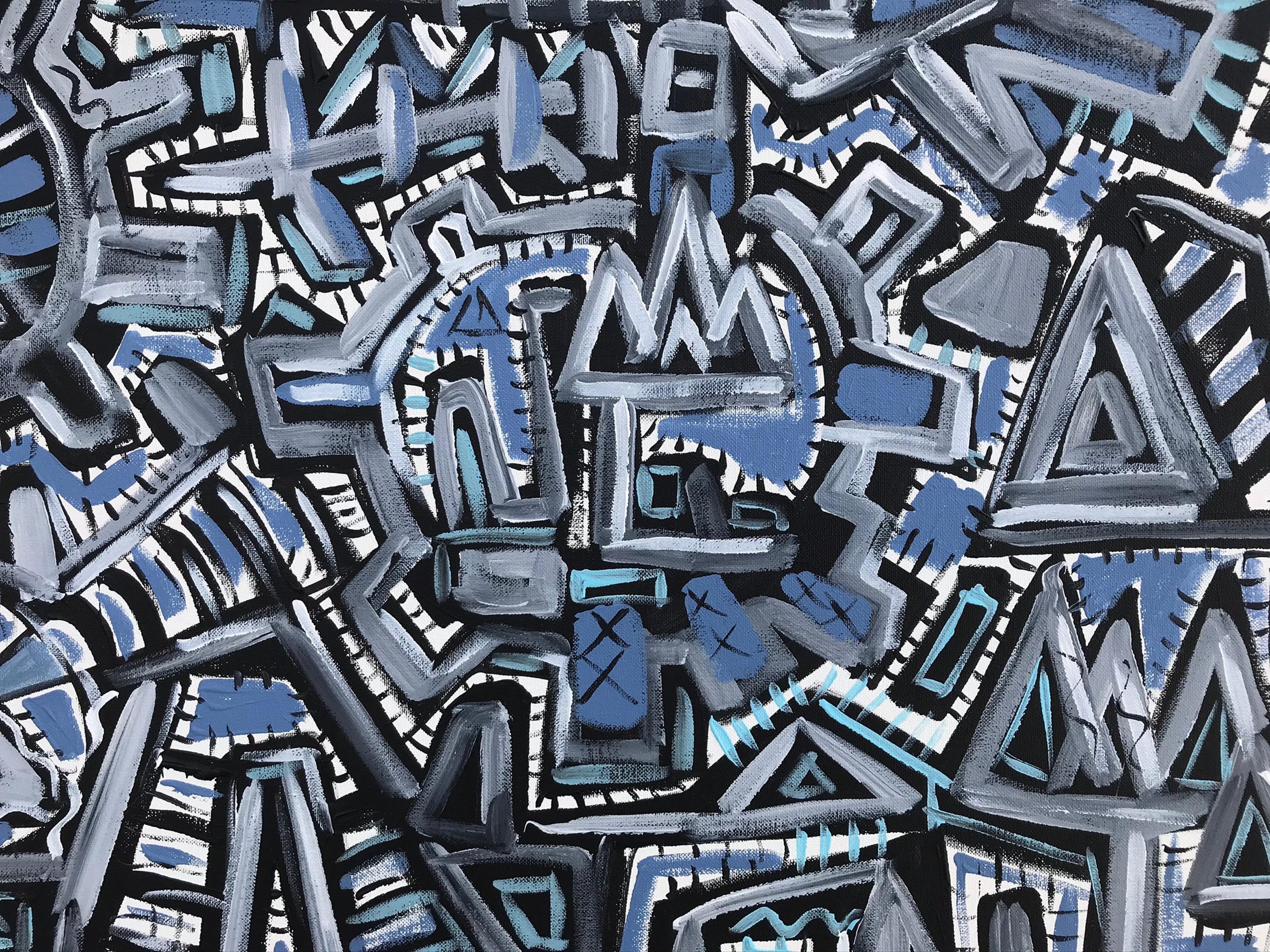 R. Poch   Blue  The Machine 2  acrylic painting For Sale 1