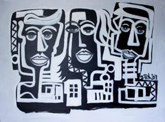 R. Poch 18 Three en BCN . original acrylic painting