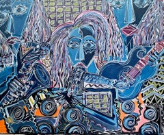 R. Poch   181 Trio de jazz 80 x 100 cm    peinture acrylique