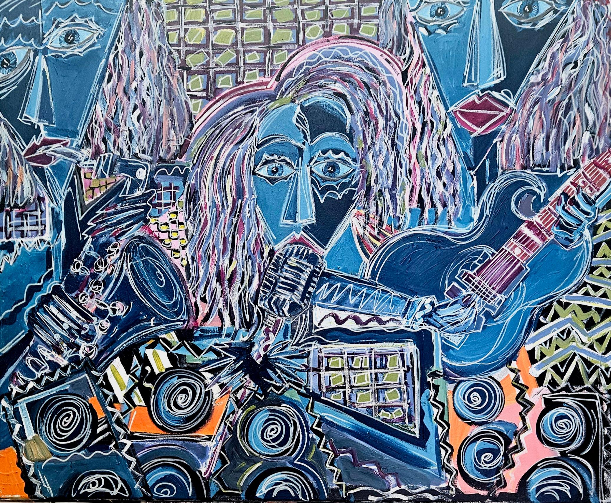 R. Poch 181 trio de jazz 80x100 cm acrylic painting