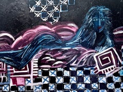 R. Poch 188 "Nudo in blu" 70x100 cm pittura acrilica