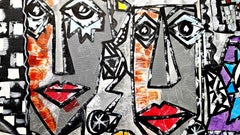 R. Poch  218 fiesta 70x140 original acrylic painting