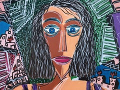 R. Poch 28 Women Wuith Light Bulb acrylic painting