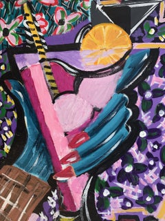 R Poch 34 Vertical -Cup in pink original acrylic painting