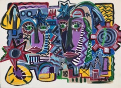R. Poch . 35BCouple in Colors acrylic painting. CONTEMPORARY