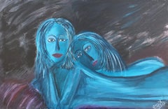 R. Poch  38 two women  65x100     acrylic painting