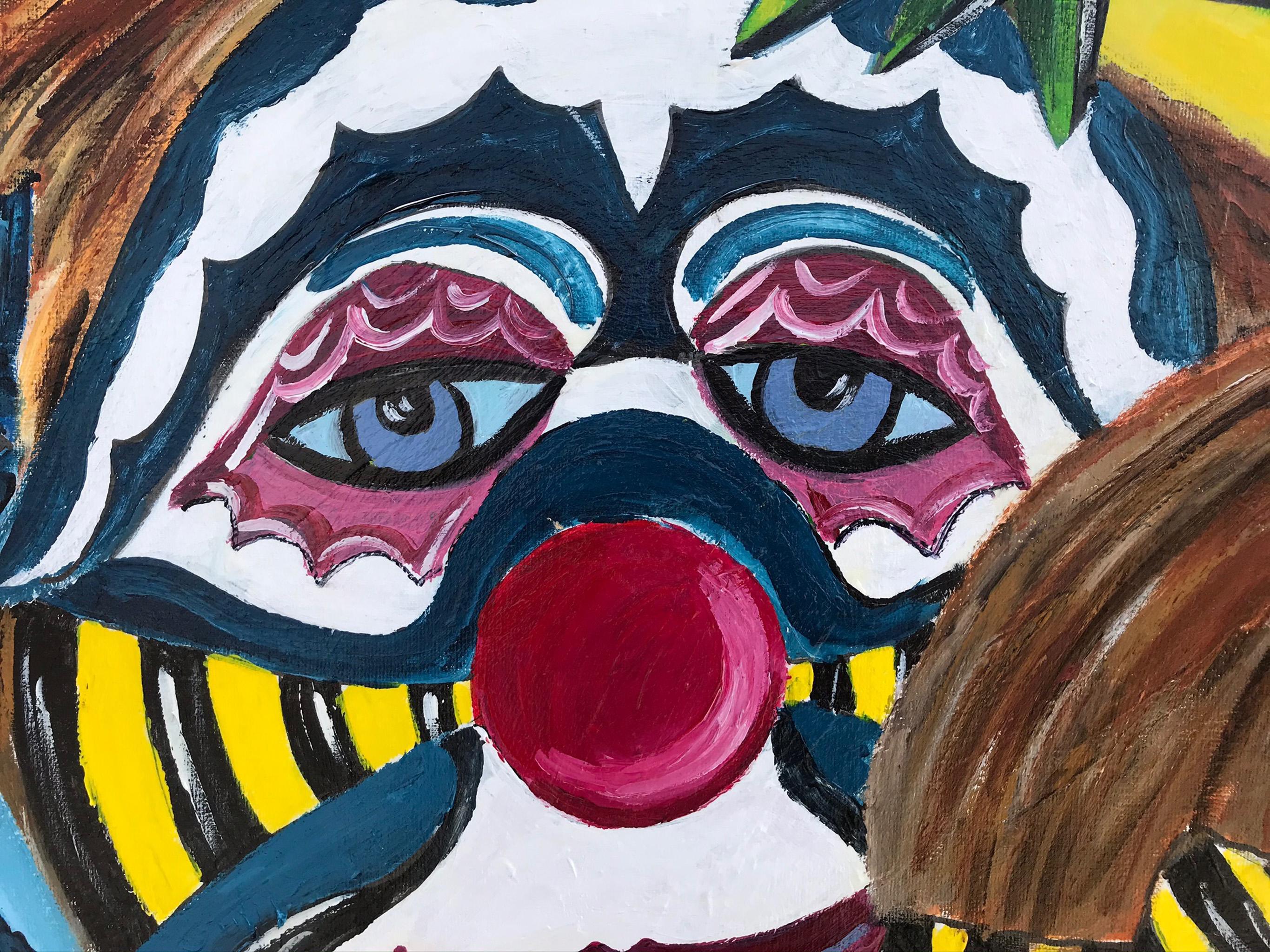 R. Poch.   Clown Make Up   original acrylic painting - Painting by Ramon Poch