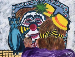 R. Poch.   Clown Make Up   original acrylic painting