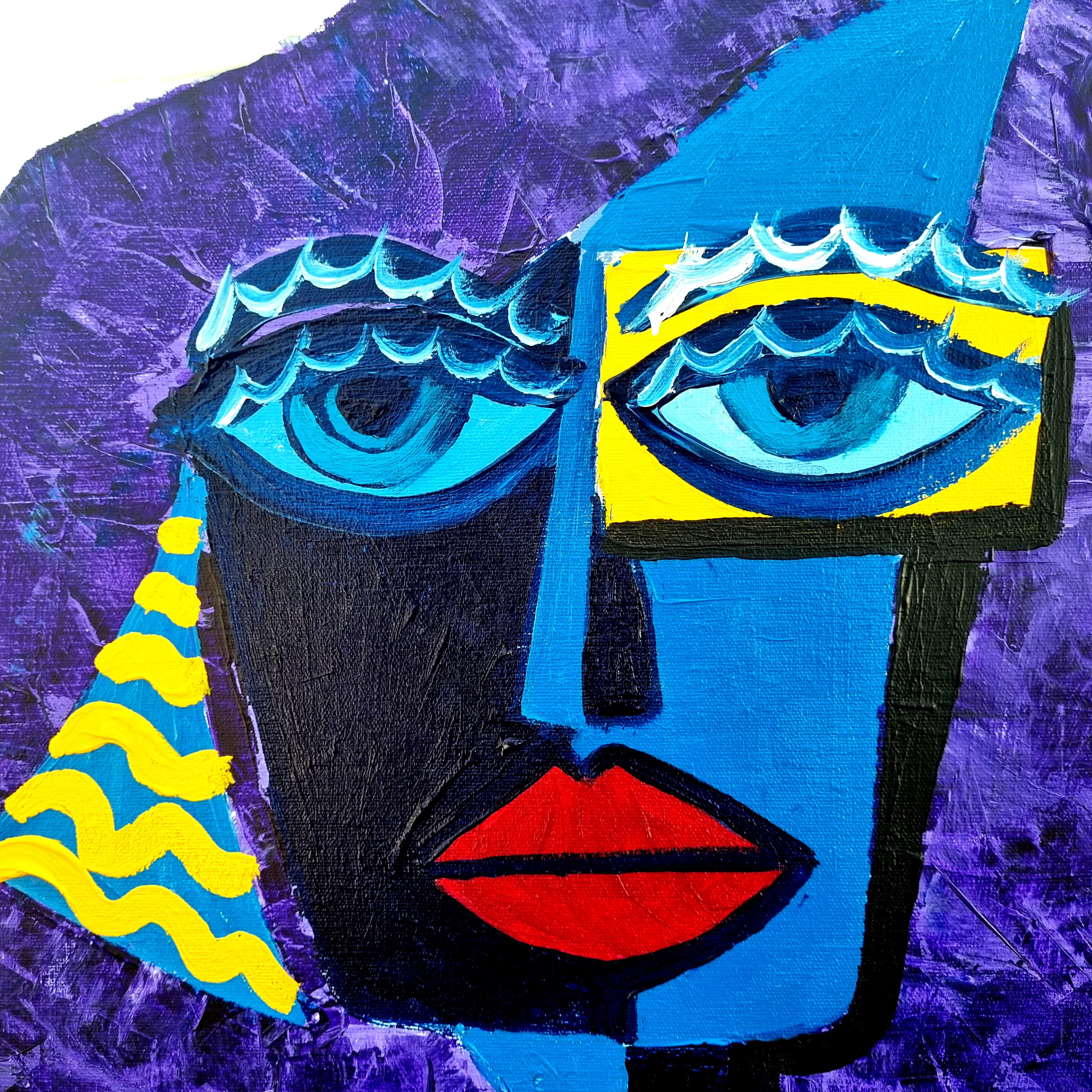 R. Poch 5   Donna Blu CONSUELO. 120 x 120 cm dipinto originale in acrilico - Painting di Ramon Poch