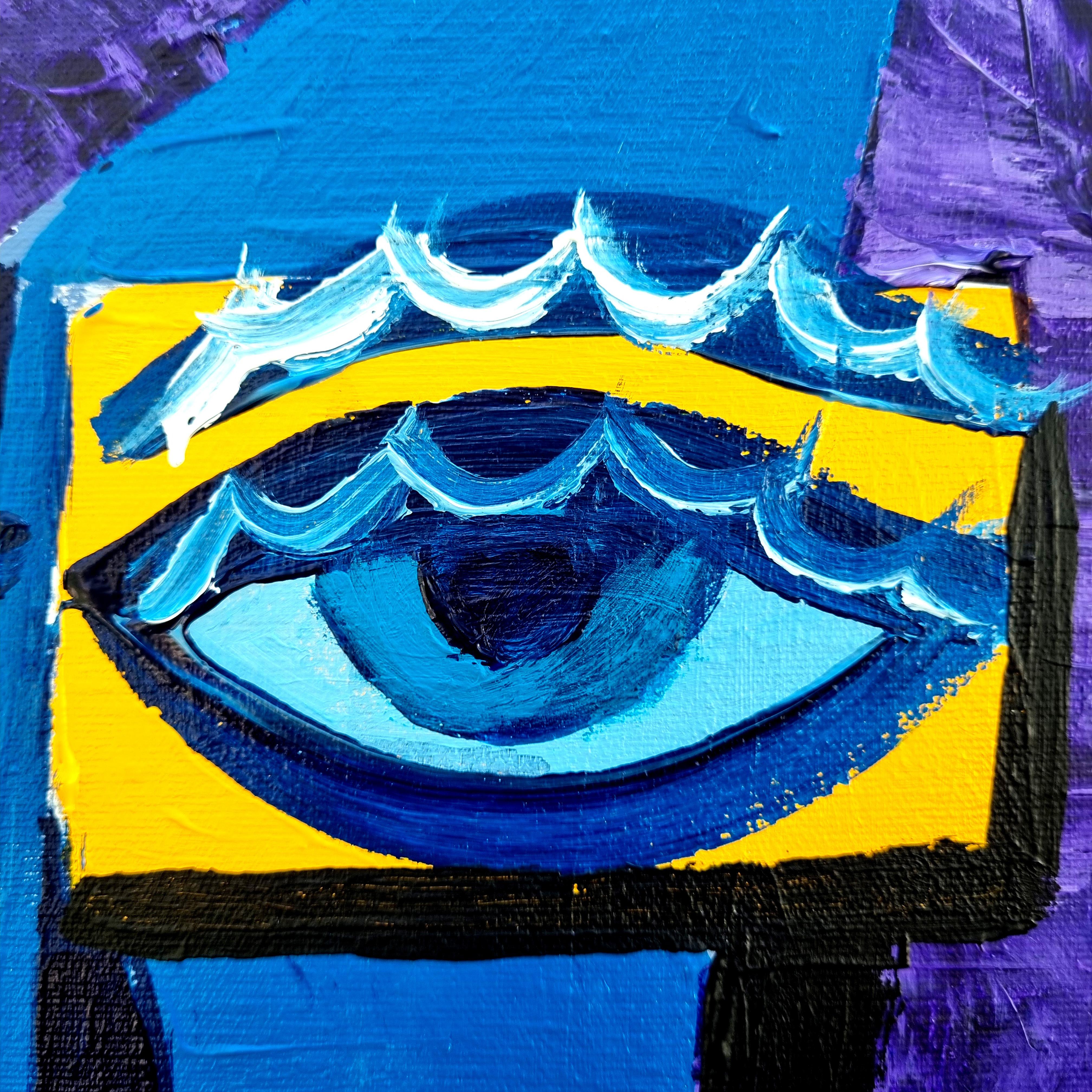 R. Poch 5   Donna Blu CONSUELO. 120 x 120 cm dipinto originale in acrilico in vendita 1