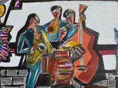 R. Poch Jazz group 100 x 80 cm original acrylic painting
