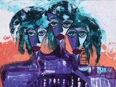 R. Poch Purple Ladies Lilac acrylic painting