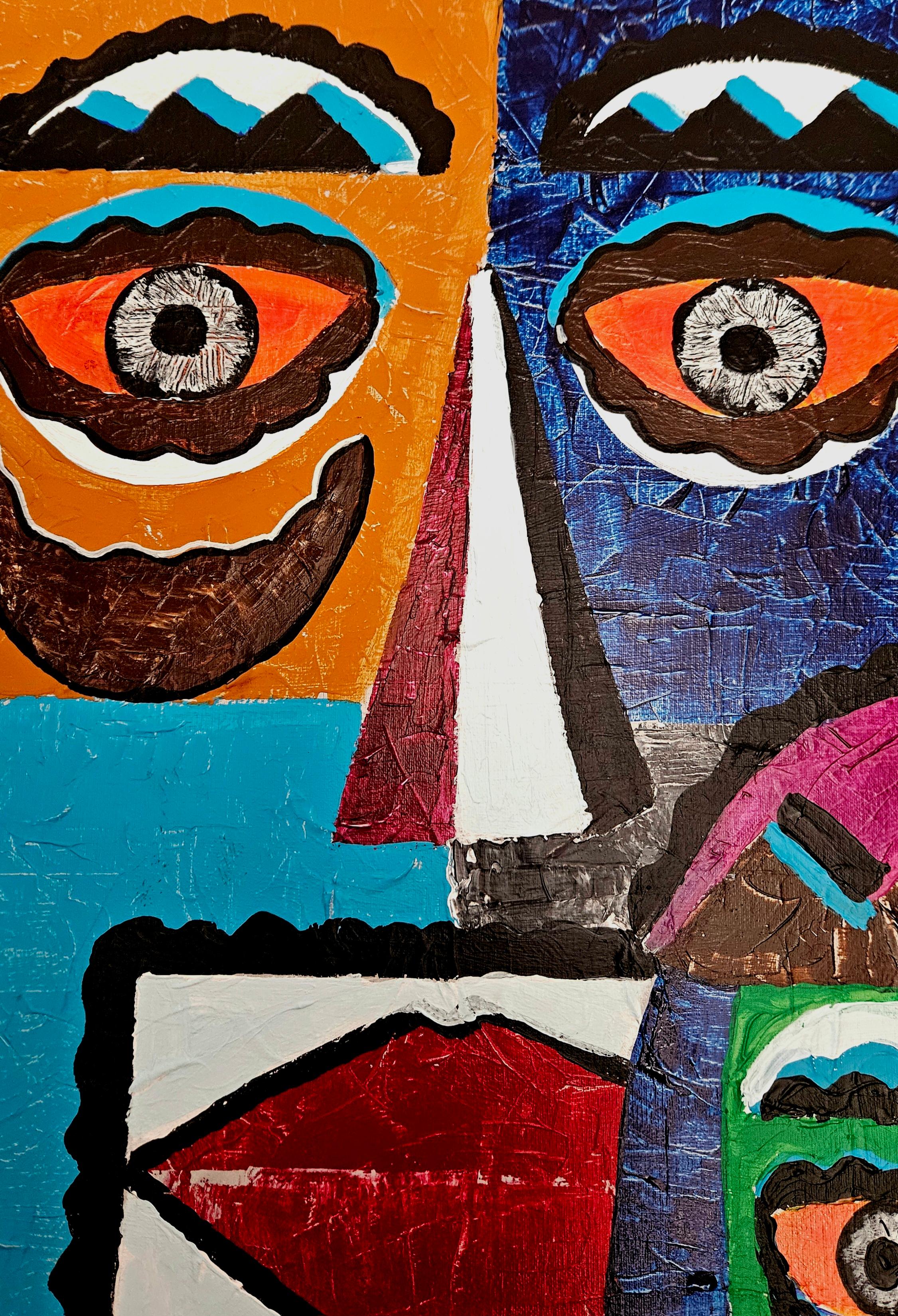 R. Poch 6 Retrato Familiar original Acryl im Angebot 2