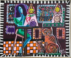 R. Poch 6  Donna 100 x 83 cm dipinto originale in acrilico