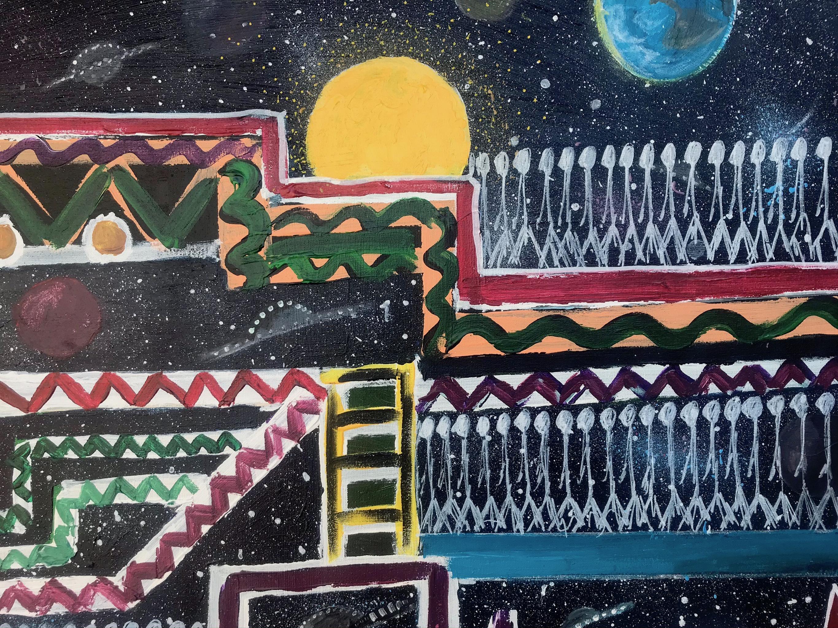 R. Poch 7  Schwarz  quadratisch  Factory Original-Acrylgemälde (Abstrakter Expressionismus), Painting, von Ramon Poch