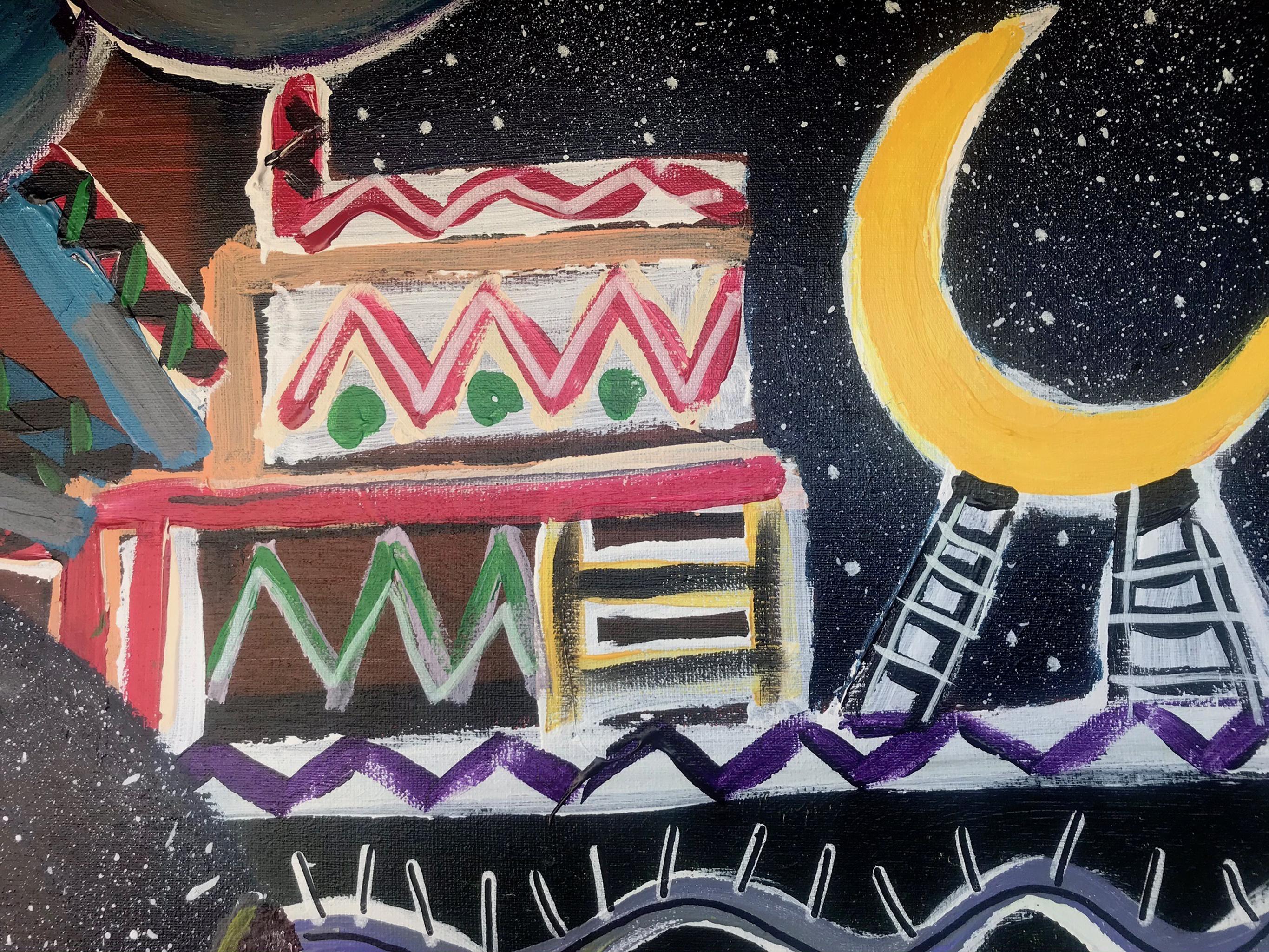 R. Poch 7  Schwarz  quadratisch  Factory Original-Acrylgemälde im Angebot 1