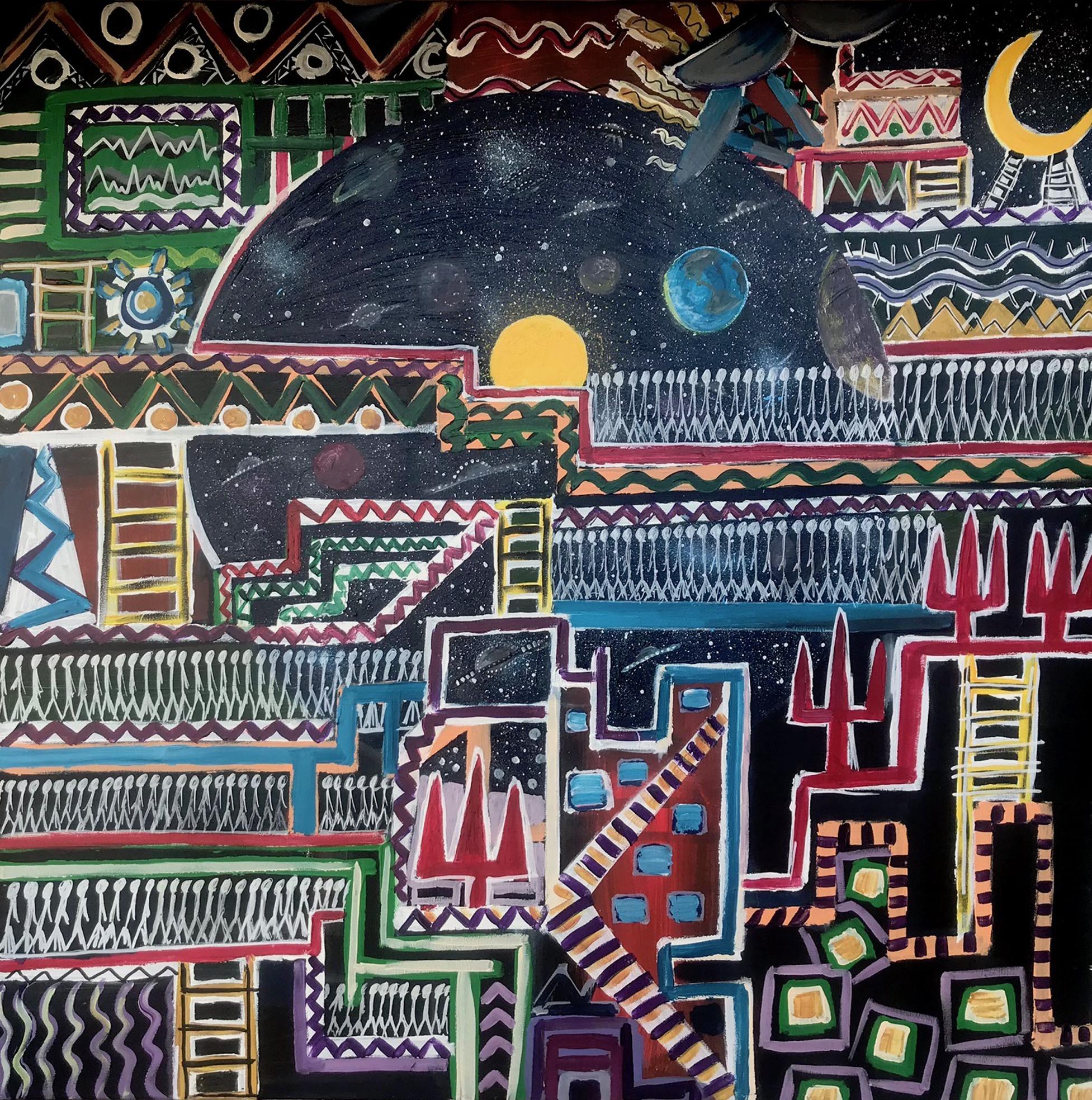 R. Poch 7  Schwarz  quadratisch  Factory Original-Acrylgemälde