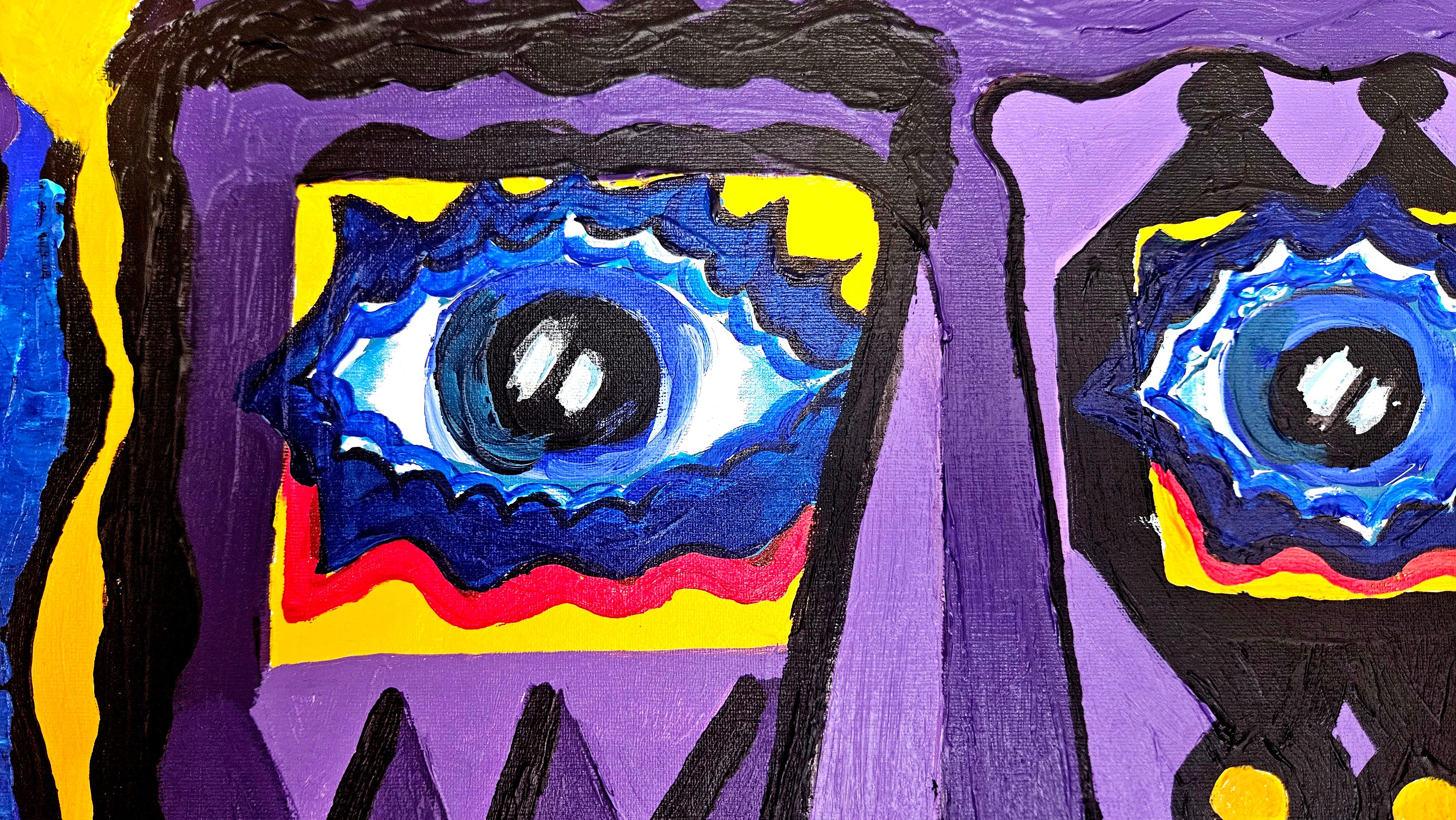 R. Poch. 7 Gemelos  Original-Acrylgemälde (Violett), Interior Painting, von Ramon Poch