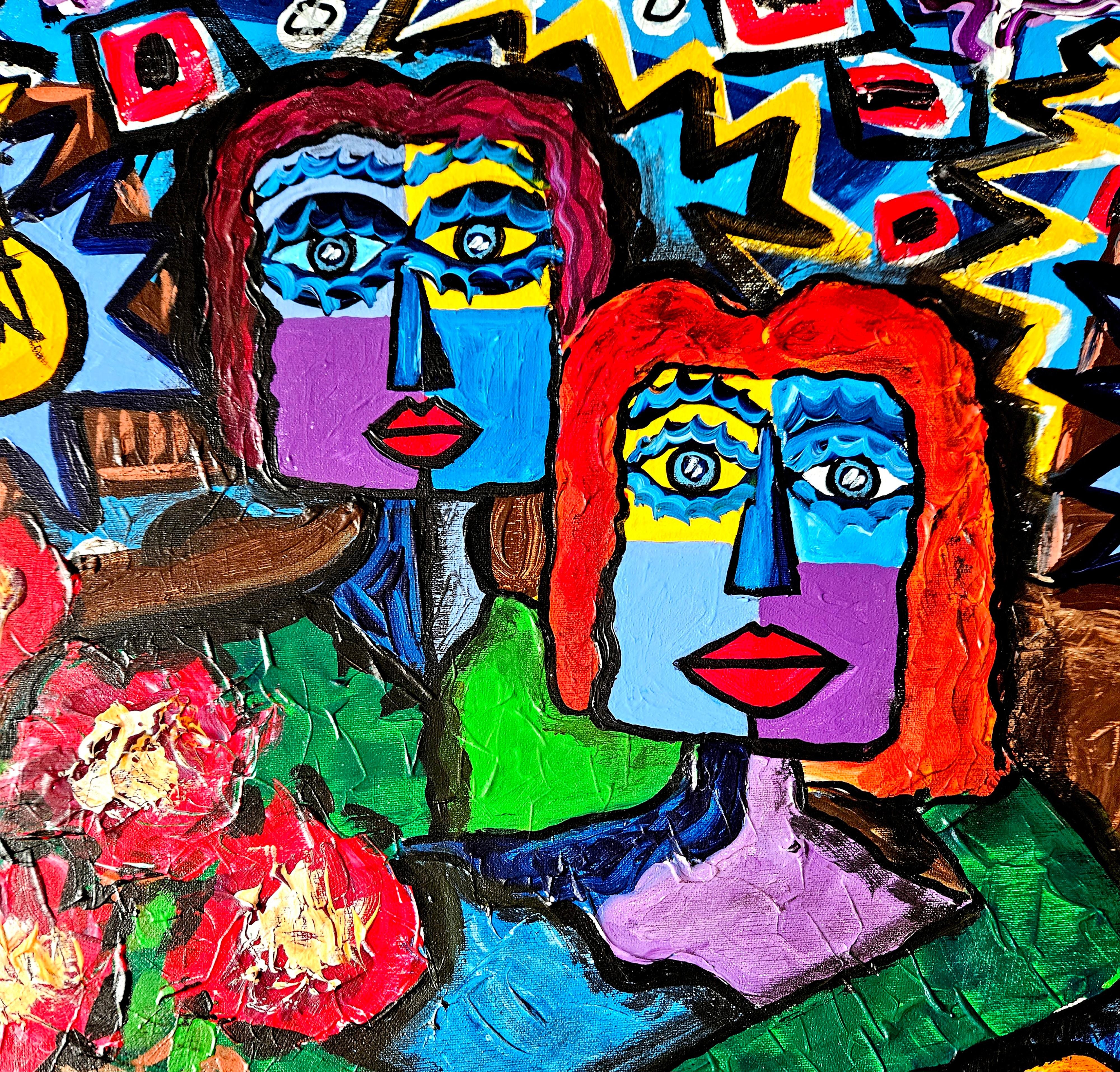 R. Poch  Plaza Famili. pintura acrílica original - Painting de Ramon Poch