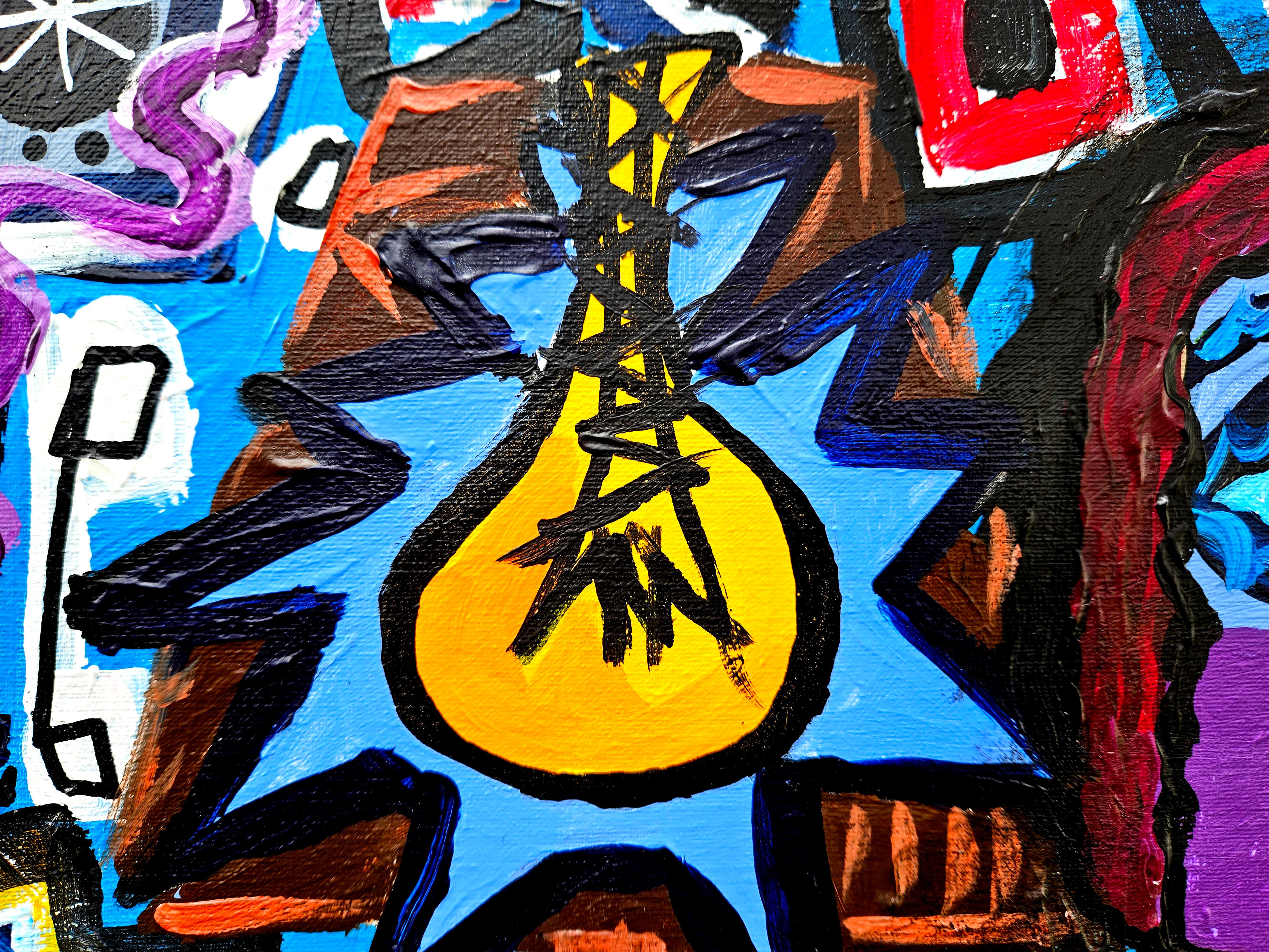R. Poch  Plaza Famili. pintura acrílica original en venta 2