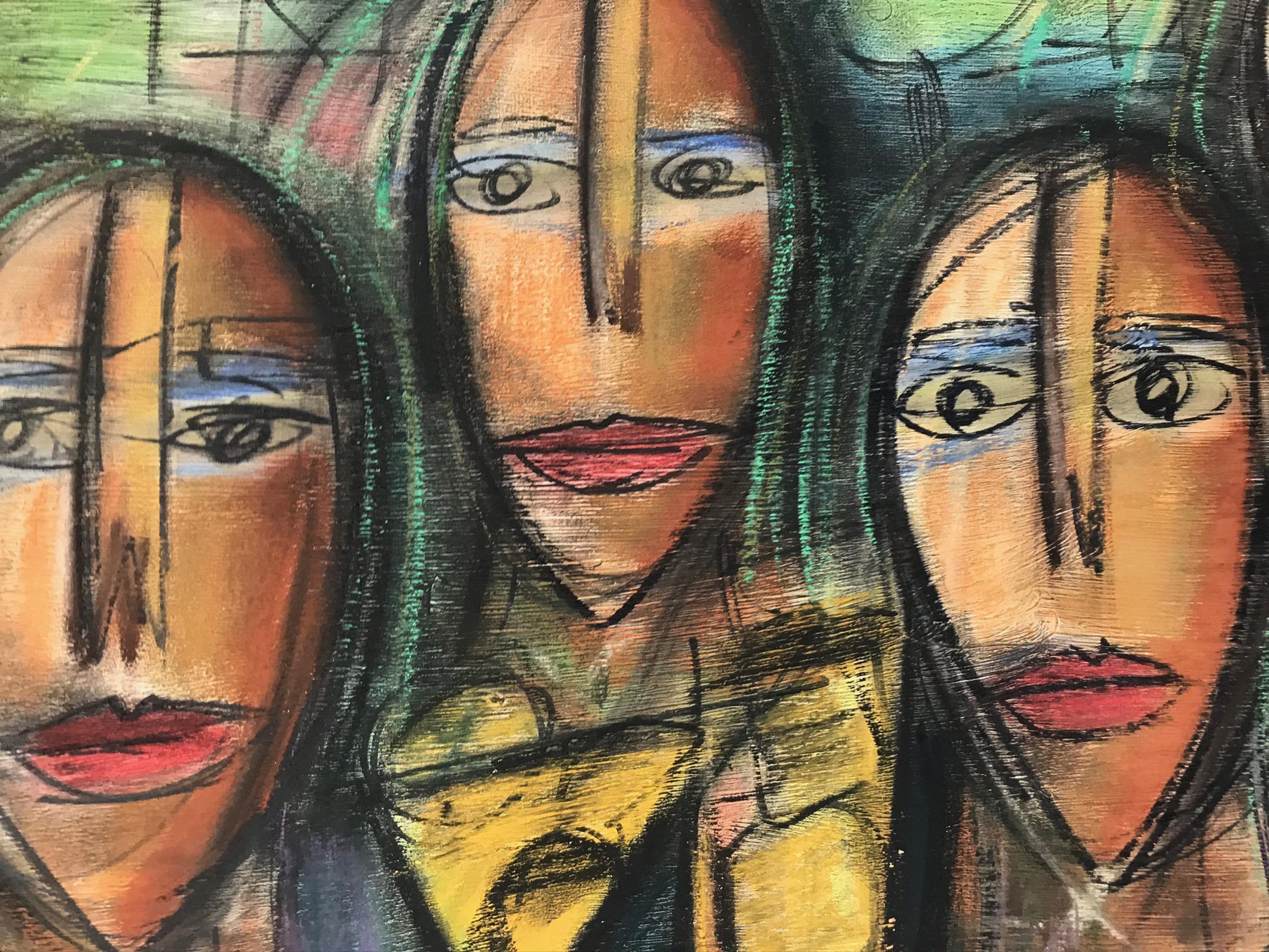 R Poch  Volti  Buon compleanno 43 dipinto originale in acrilico - Painting Espressionismo astratto di Ramon Poch