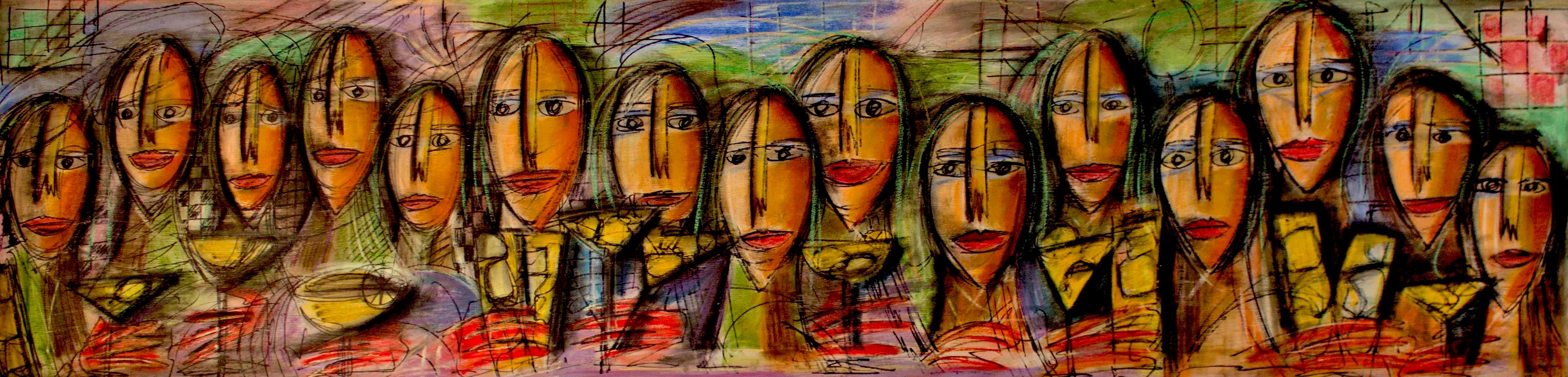 Figurative Painting di Ramon Poch - R Poch  Volti  Buon compleanno 43 dipinto originale in acrilico