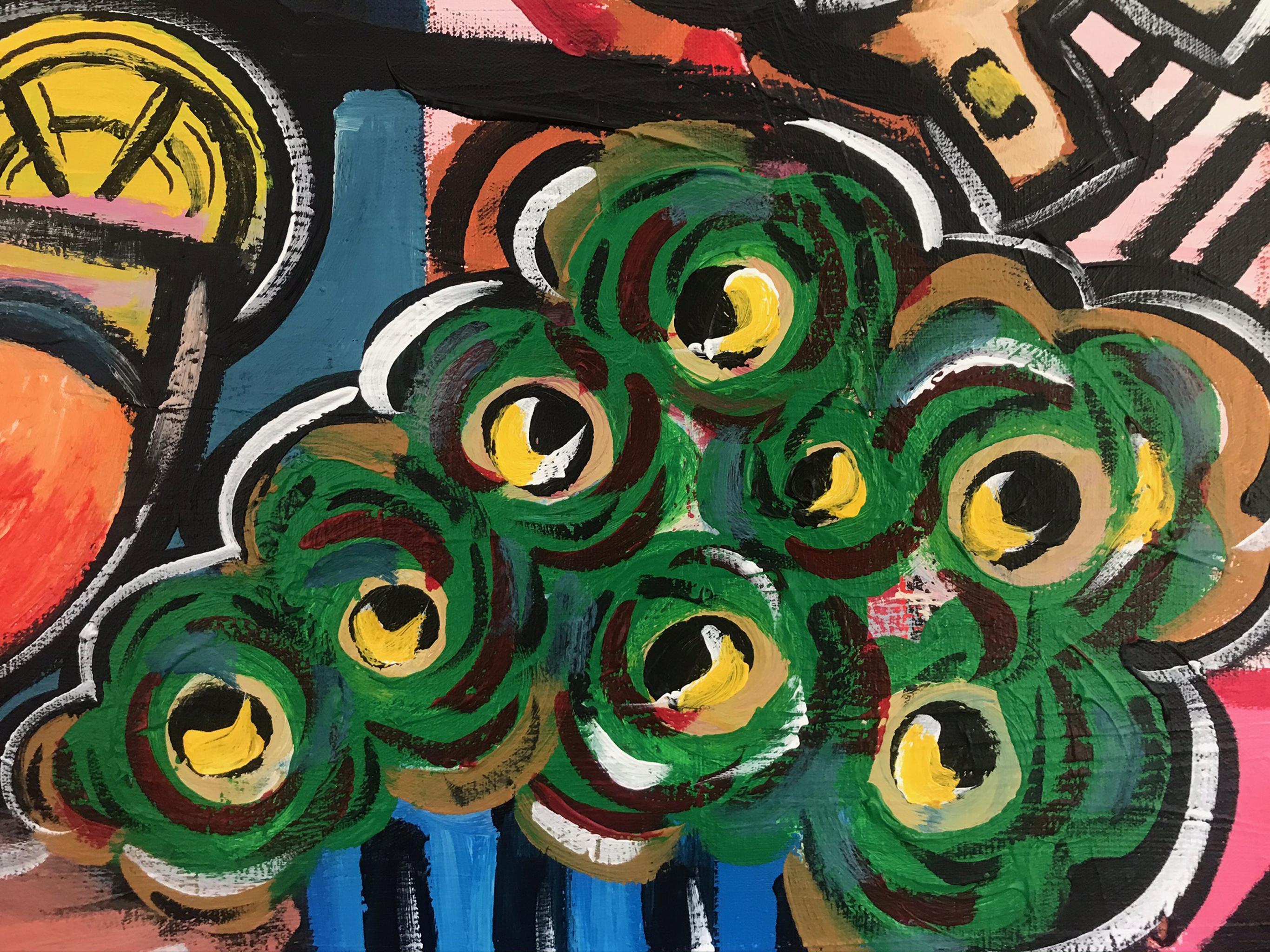 R. Poch   Dopo i lavori  pittura acrilica originale in vendita 1