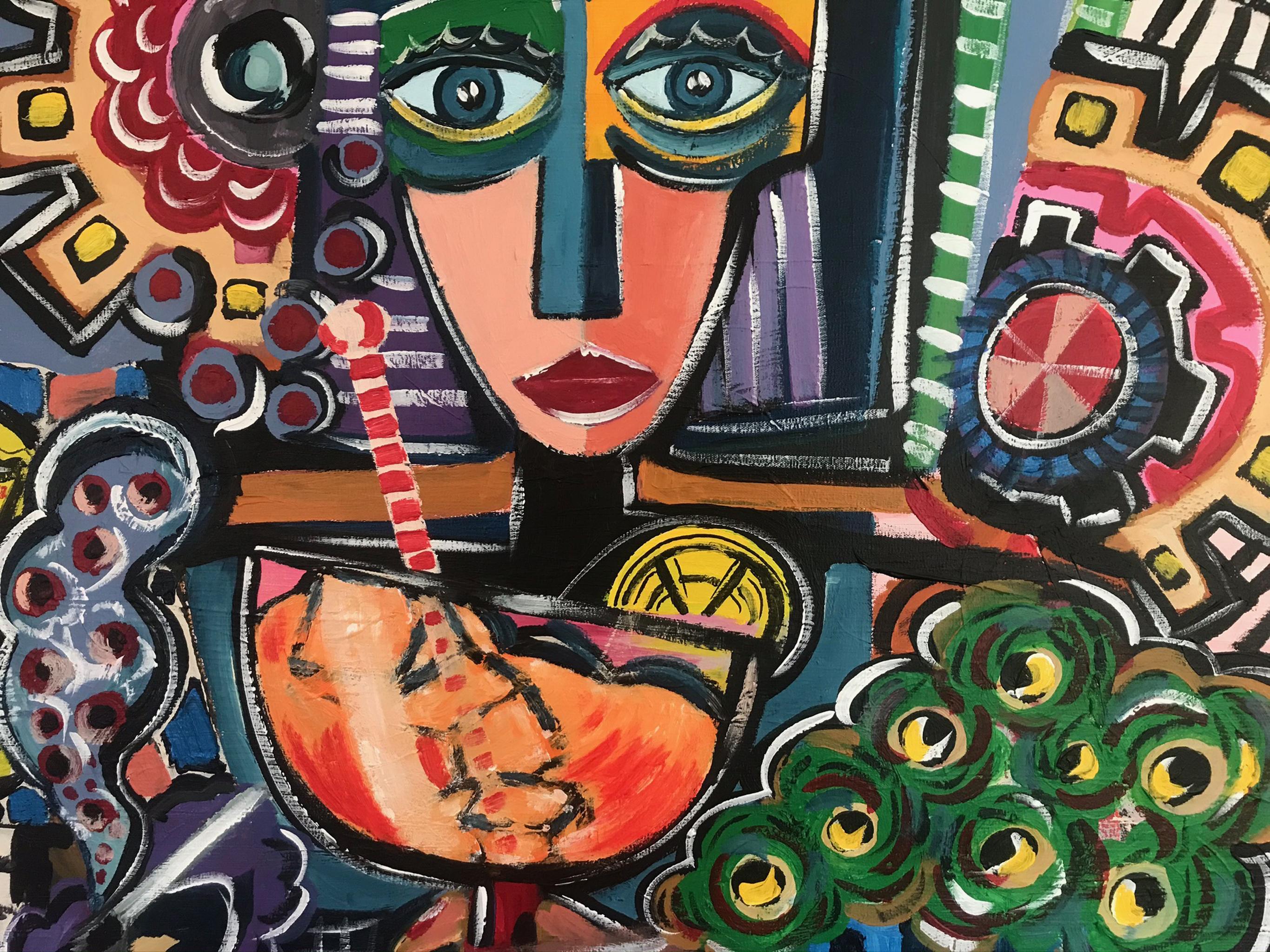 R. Poch   Dopo i lavori  pittura acrilica originale 2