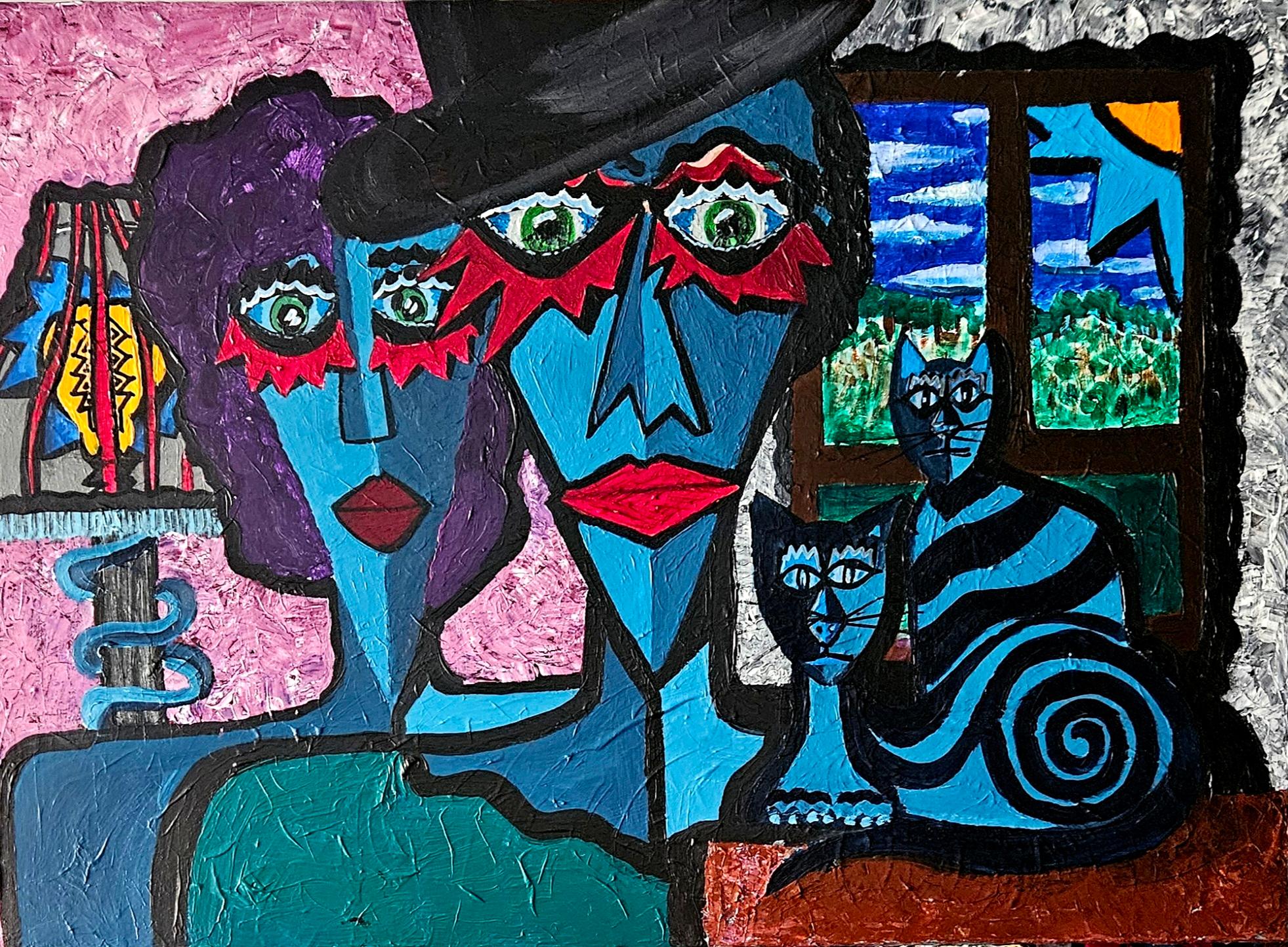 R. Poch. Azules    Original-Acrylgemälde – Painting von Ramon Poch