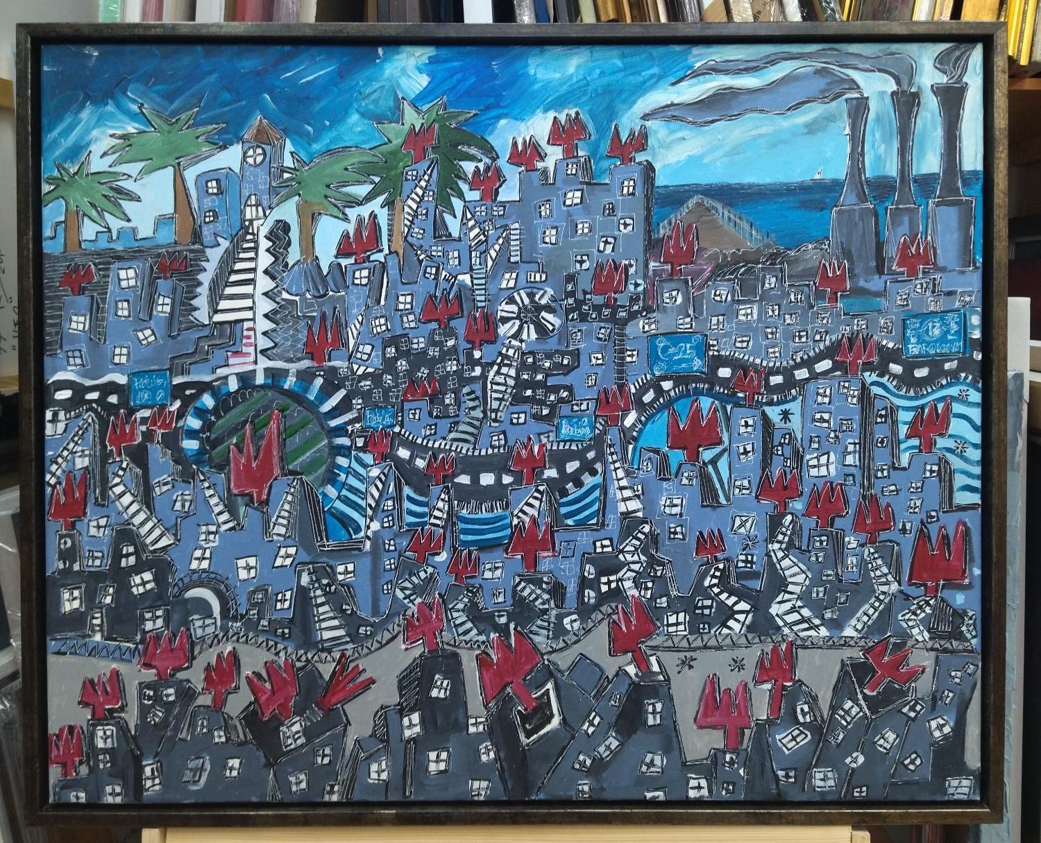 R. Poch. Badalona 80x100 CM  pittura acrilica originale - Painting di Ramon Poch