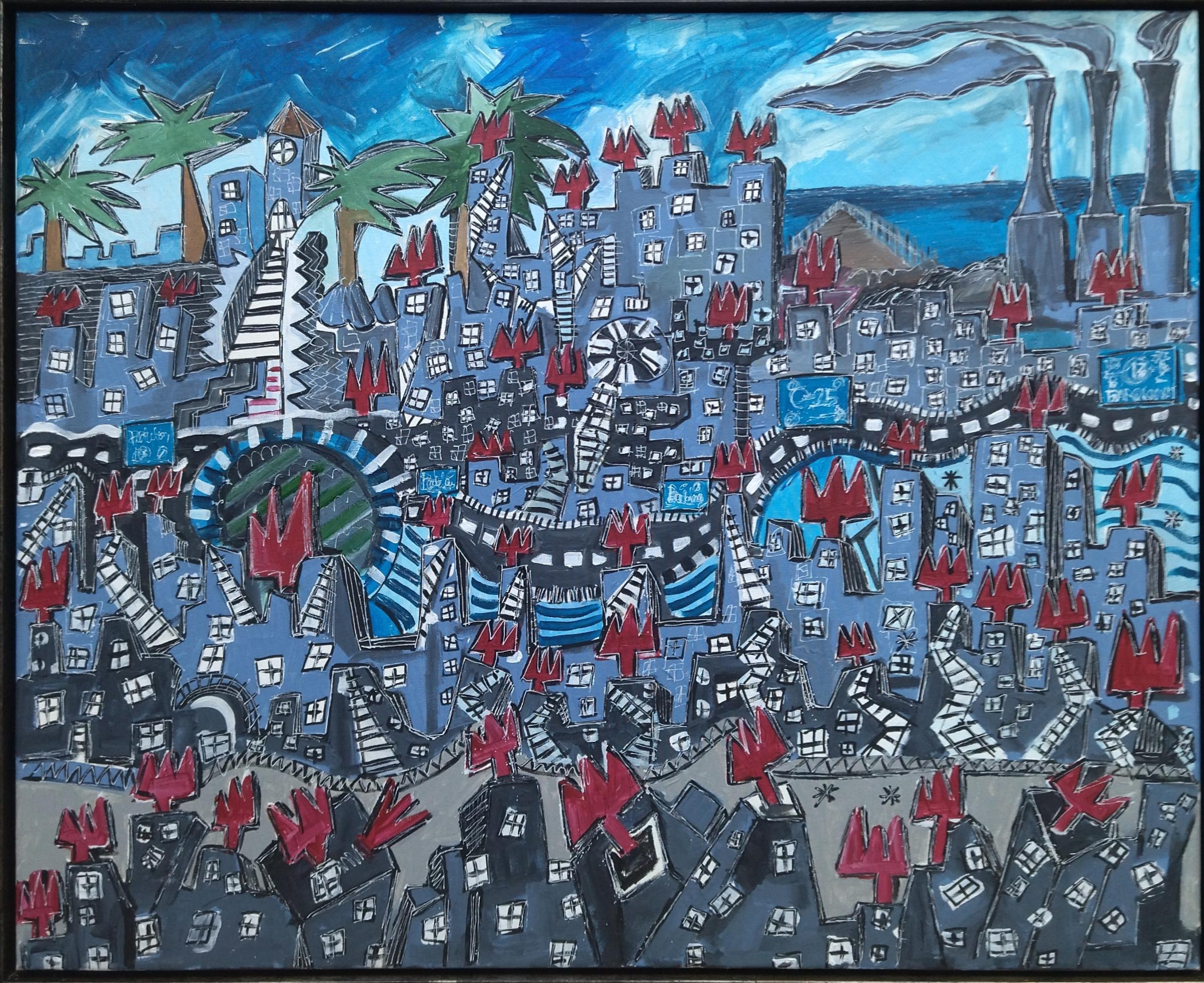 R. Poch. Badalona 80x100 CM  pittura acrilica originale 1