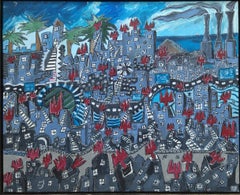 R. Poch. Badalona 80x100 CM  pittura acrilica originale