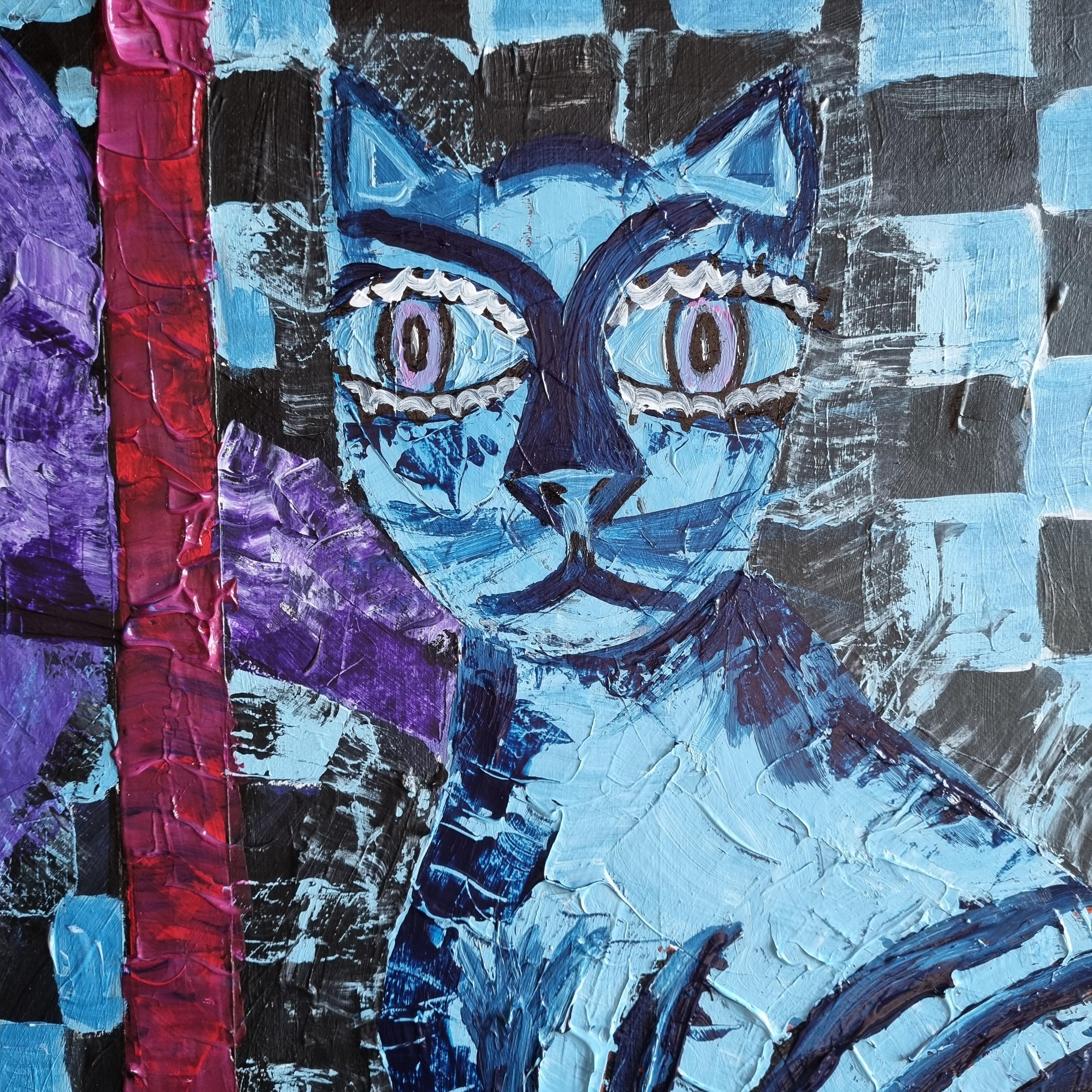 R. Poch Bar Blue 100x50 cm, dipinto originale in acrilico. Verticale - Painting Espressionismo astratto di Ramon Poch