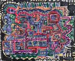 R. Poch Big Industrial Labyrinth original acrylic painting