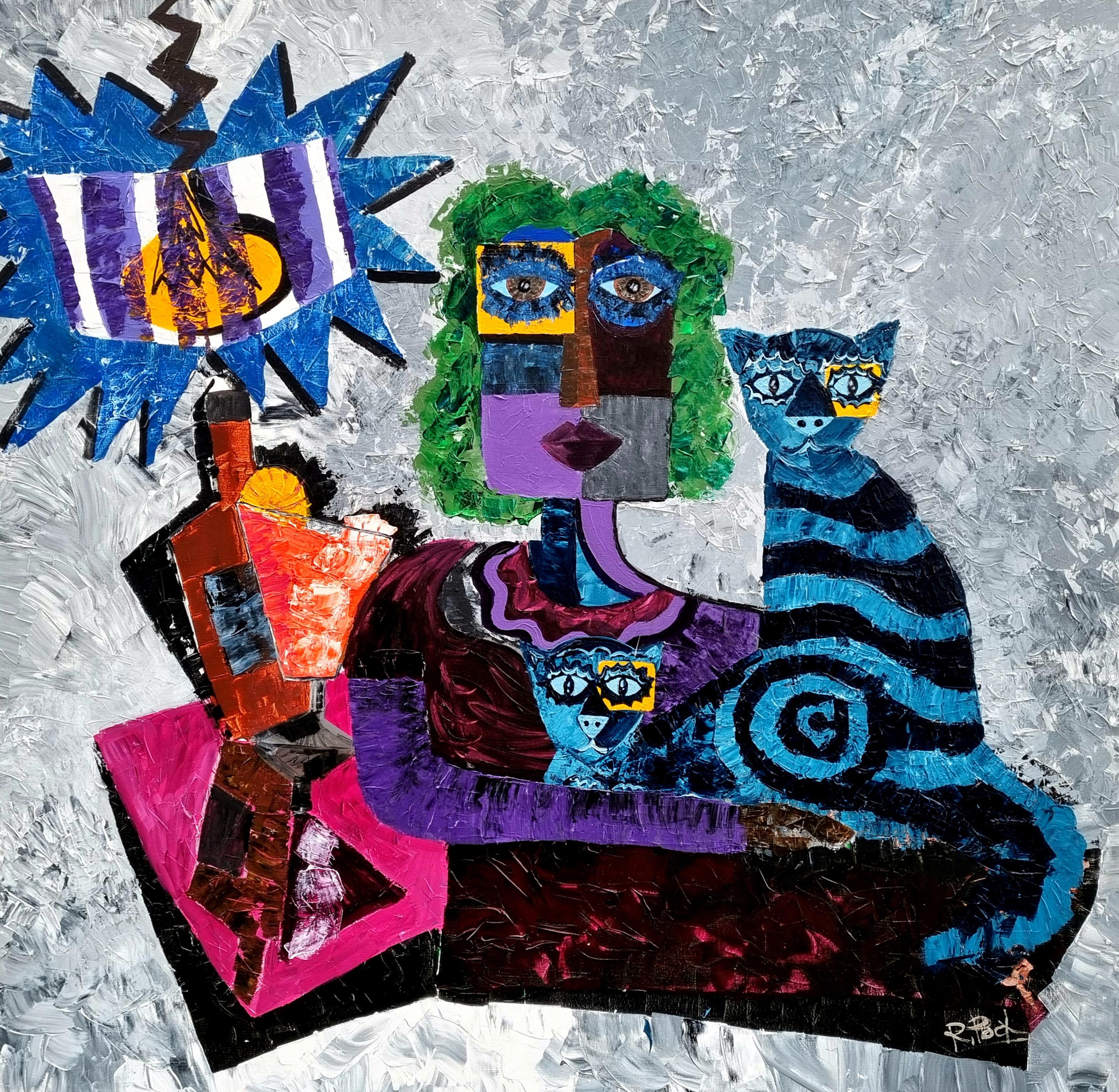 Figurative Painting de Ramon Poch - R. Poch  Plaza Grande 130 x. 130 cm pintura acrílica original