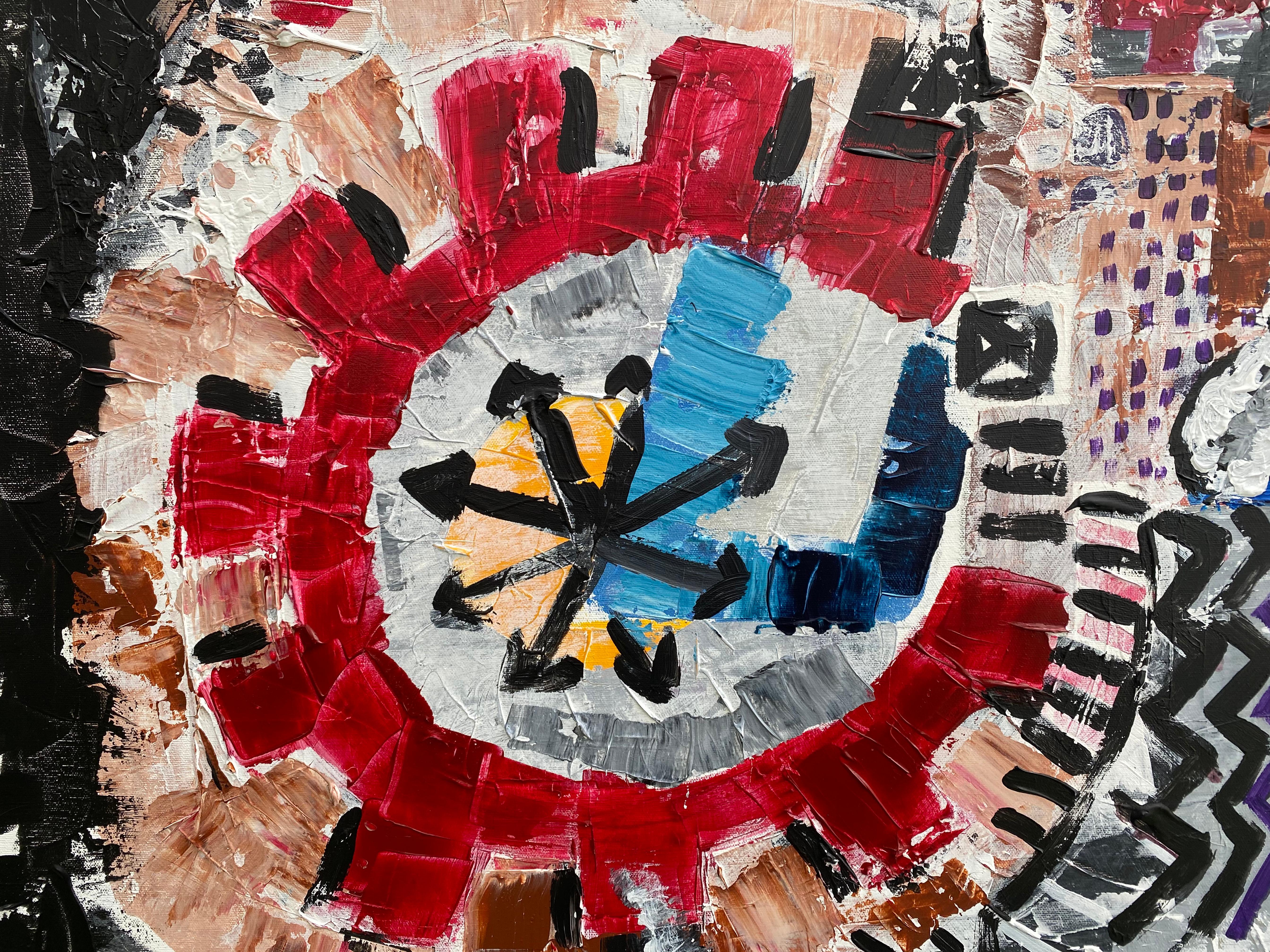 R. Poch  Big Square  IndustrialCity . original acrylic painting - Painting by Ramon Poch