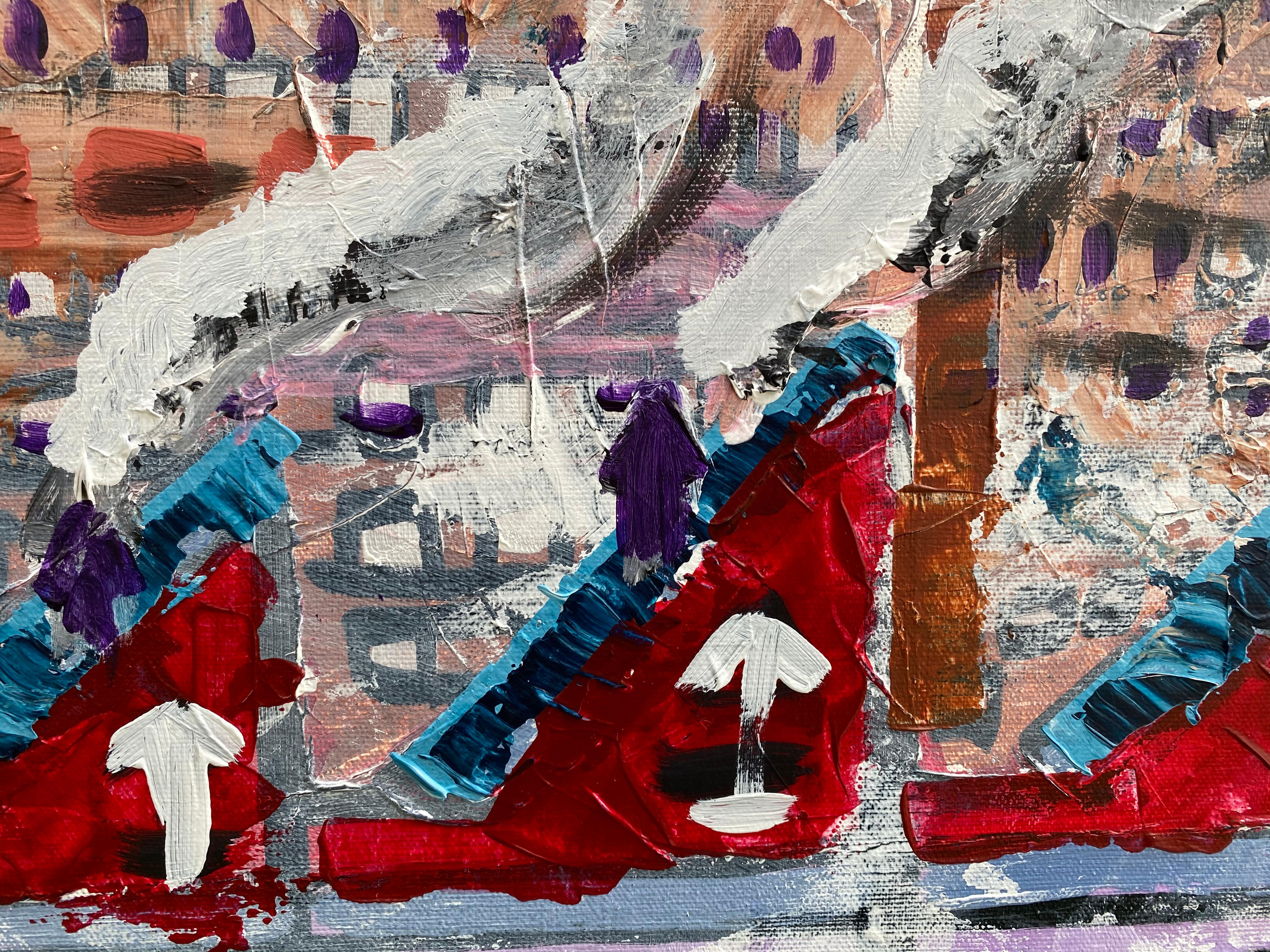 R. Poch  Big Square  IndustrialCity . original acrylic painting - Black Abstract Painting by Ramon Poch