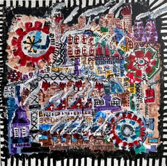 R. Poch Big Square IndustrialCity . original acrylic painting