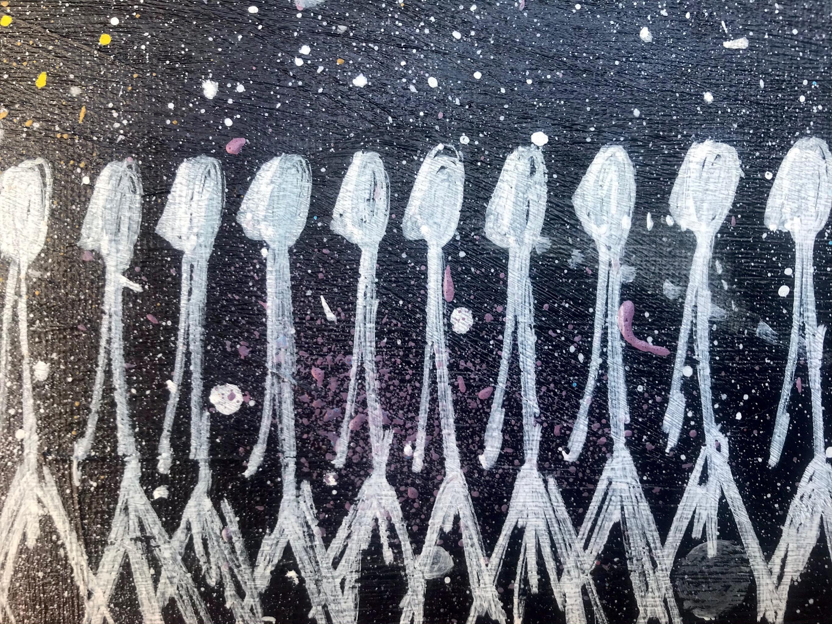 R. Poch   Negro  Cuadrado  Pintura acrílica original de fábrica en venta 2