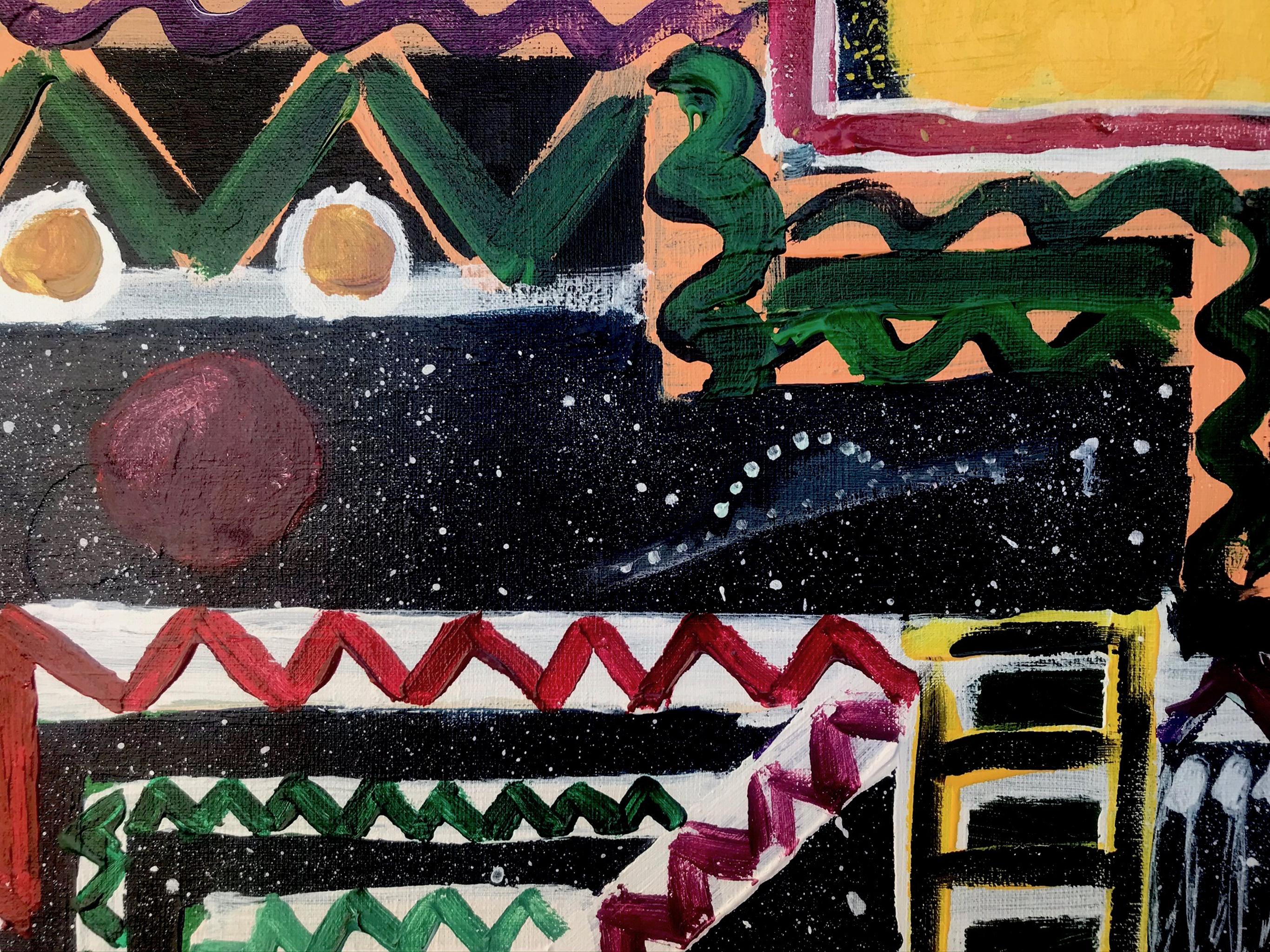 R. Poch   Negro  Cuadrado  Pintura acrílica original de fábrica en venta 3