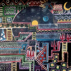 R. Poch   Negro  Cuadrado  Pintura acrílica original de fábrica