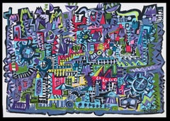 R. Poch  Fabbrica Blu 15    pittura acrilica originale