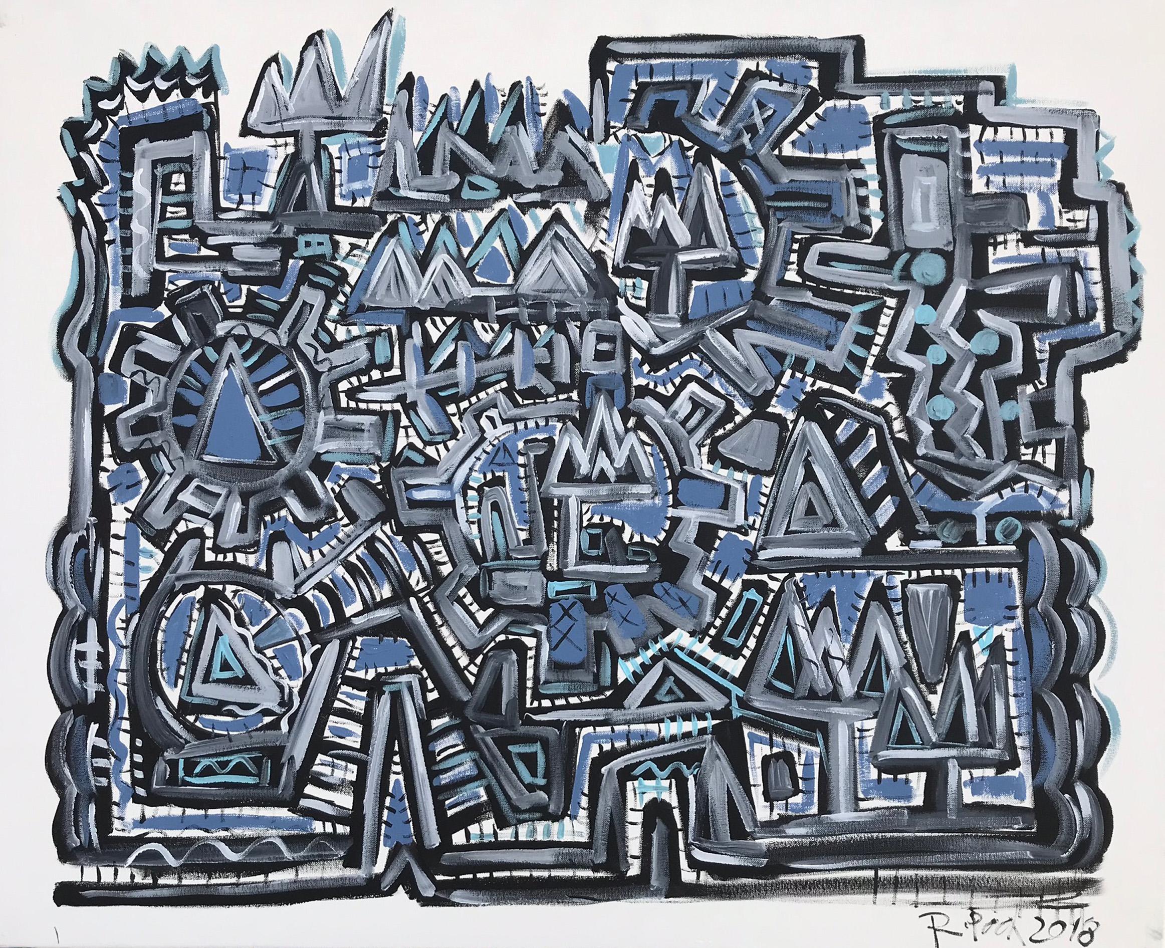 R. Poch   Blu  La Machin 2  pittura acrilica - Painting di Ramon Poch