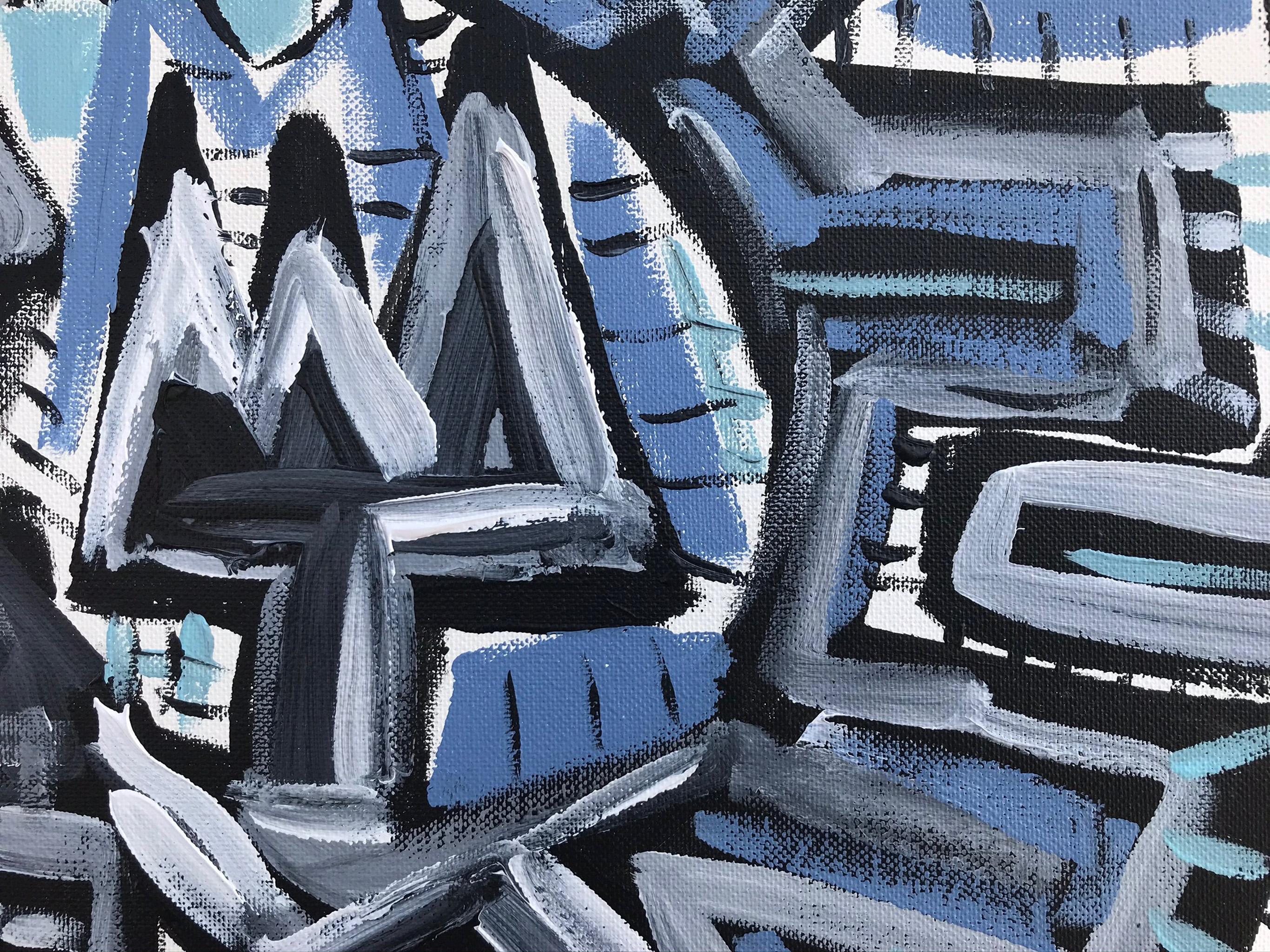R. Poch   Blu  La Machin 2  pittura acrilica - Painting Contemporaneo di Ramon Poch