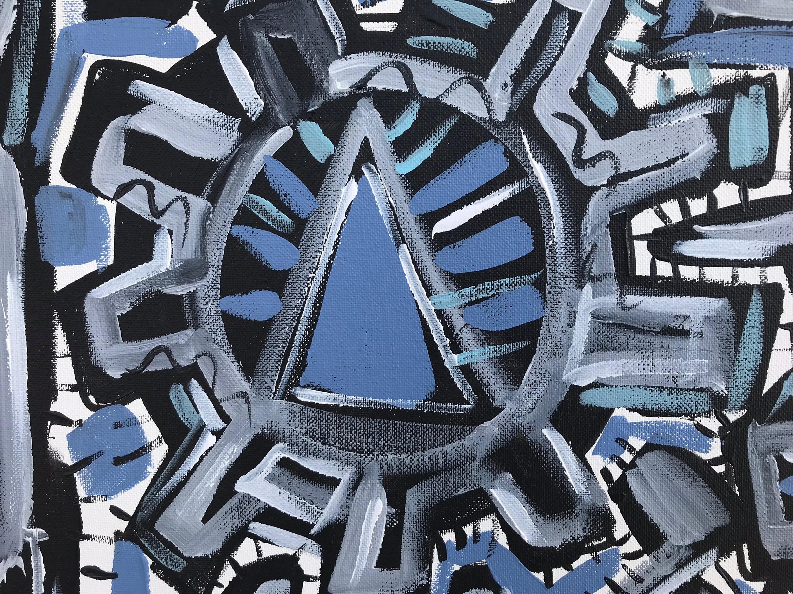 R. Poch   Blau  The Machine 2  Acrylmalerei (Schwarz), Abstract Painting, von Ramon Poch